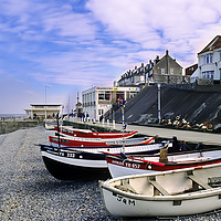 Buy canvas prints of Fishing Boats on pebbled beach by Bob Walker