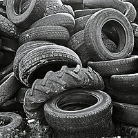 Buy canvas prints of Pile of old tyres by Bob Walker