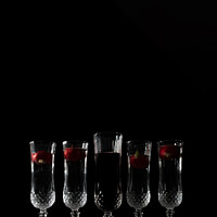 Buy canvas prints of Five crystall glasses with wine and radish | Still Life portrait by Steven Dijkshoorn