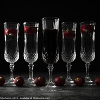 Buy canvas prints of Five crystall glasses with wine and radish | Still Life landscape by Steven Dijkshoorn