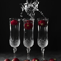 Buy canvas prints of Three crystall glasses with radish and a splash of water | Still Life by Steven Dijkshoorn