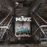 Buy canvas prints of An abandoned staircase with graffiti by Steven Dijkshoorn