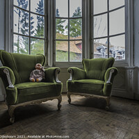 Buy canvas prints of Old green chairs with an doll on it by Steven Dijkshoorn