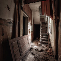Buy canvas prints of An old red hall in an abandoned house by Steven Dijkshoorn