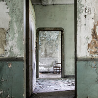 Buy canvas prints of A see through green doors in an abandoned castle by Steven Dijkshoorn