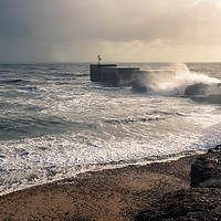Buy canvas prints of Hastings Harbour Arm on a stormy day by Lee Sulsh