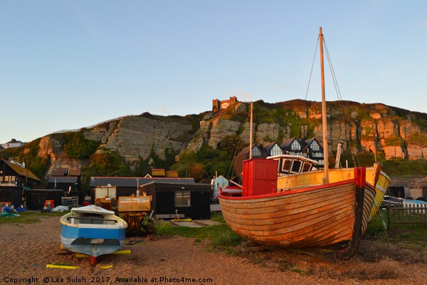 Hastings Fishing fleet at Sunset Picture Board by Lee Sulsh