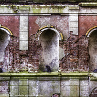 Buy canvas prints of old wall containing statues of cats by Chris Willemsen