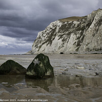 Buy canvas prints of low tide on the beach of cap blanc nez in france with the white chalk cliffs by Chris Willemsen