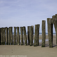 Buy canvas prints of wooden poles on a french beach by Chris Willemsen
