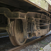Buy canvas prints of old rosted dirty wheels from train on railroad by Chris Willemsen