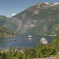 Buy canvas prints of camping and cruise geiranger fjord norway by Chris Willemsen
