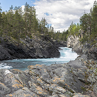 Buy canvas prints of waterfall and rocks in norway by Chris Willemsen