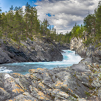 Buy canvas prints of waterfall and rocks in norway by Chris Willemsen