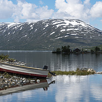 Buy canvas prints of small boat on trailer at fjord in norway by Chris Willemsen