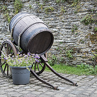 Buy canvas prints of old wine barrel with wheels  by Chris Willemsen