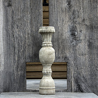 Buy canvas prints of concrete vase and wooden background by Chris Willemsen