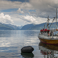 Buy canvas prints of fishing boat in the harbor of Vik by Chris Willemsen