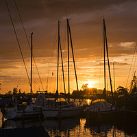 Buy canvas prints of sunset in the harbor of de veenhoop in holland by Chris Willemsen