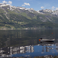 Buy canvas prints of a boat in the fjord in norway by Chris Willemsen