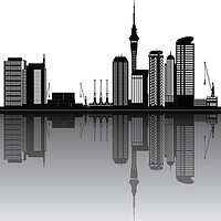 Buy canvas prints of Auckland city skyline reflect by Chris Willemsen