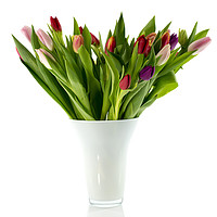 Buy canvas prints of bouquet of tulips in white vase by Chris Willemsen
