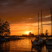 Buy canvas prints of sunset in the harbor of de veenhoop in holland by Chris Willemsen