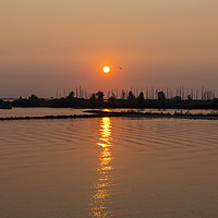 Buy canvas prints of sunset over the harbor of Hellevoetsluis by Chris Willemsen