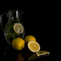 Buy canvas prints of water jug with mint and lemon by Chris Willemsen