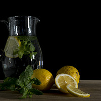 Buy canvas prints of still life with lemonade made from lemon and mint by Chris Willemsen