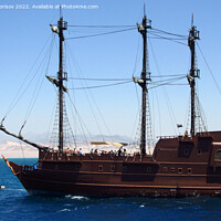 Buy canvas prints of Pleasure pirate yacht Black Pearl in the Red Sea. South Sinai. Egypt. 2021 by Vitaliy Borisov