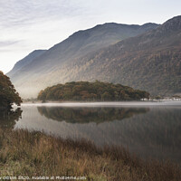 Buy canvas prints of Beautiful Autumn Fall landscape image of Crummock Water at sunrise in Lake District England by Matthew Gibson