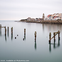 Buy canvas prints of Fine art landscape image of derelict pier in milky long exposure seascape by Matthew Gibson