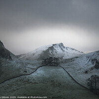 Buy canvas prints of Stuning Winter landscape image of Chrome Hill and Parkhouse Hill in Peak District England by Matthew Gibson