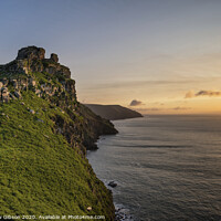 Buy canvas prints of Beautiful evening sunset landscape image of Valley of The Rocks in Devon England by Matthew Gibson