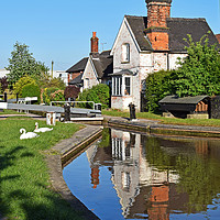Buy canvas prints of Wardle Lock and Lock Keepers Cottage, Wardle Canal by Ian Philip Jones