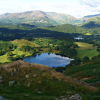 Buy canvas prints of Looking down on Lake Grasmere from Loughrigg fell by Hannah Hopton