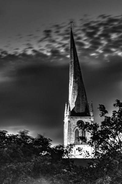 Crooked Spire at Night Picture Board by Simon Wilkinson