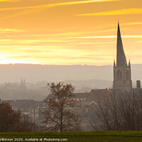 Buy canvas prints of Chesterfield Crooked Spire on a Misty Evening by Simon Wilkinson