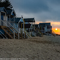 Buy canvas prints of Beach Huts at Sunset  by Simon Wilkinson