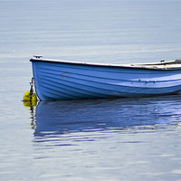 Buy canvas prints of Boat, Wooden, Rowing boat, Blue, Anchored by Hugh McKean
