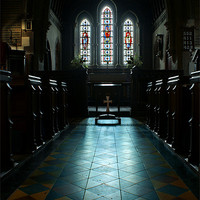 Buy canvas prints of Llangasty Church (interior) by David (Dai) Meacham