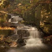 Buy canvas prints of  Lumsdale Valley Waterfall by Catherine Fowler