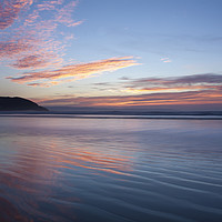 Buy canvas prints of Sunset Reflections on Westward Ho Beach by Catherine Fowler