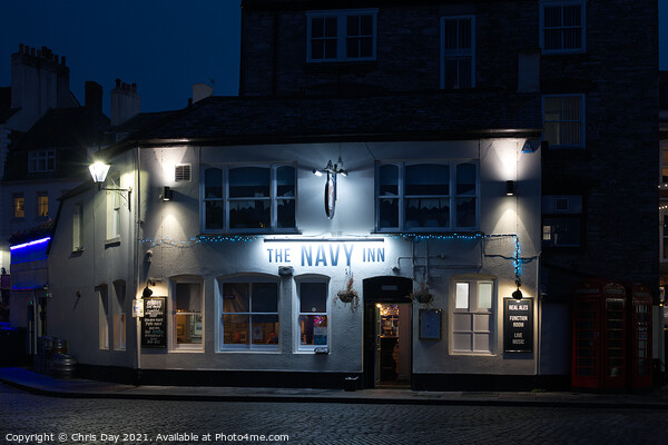 The Navy Inn by night Picture Board by Chris Day