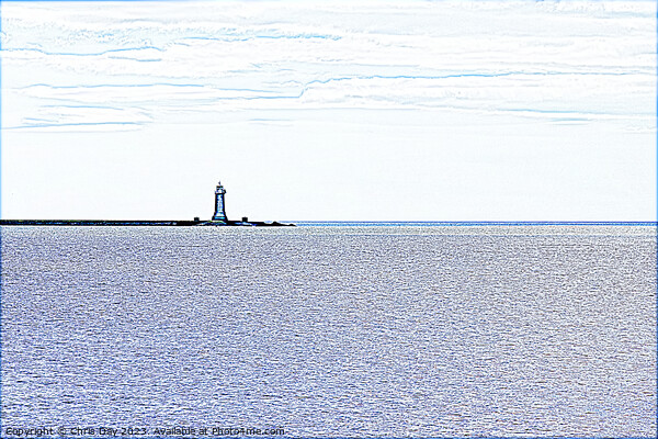 Breakwater Lighthouse arty style Picture Board by Chris Day