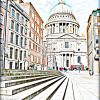 Buy canvas prints of St Pauls Cathedral arty style by Chris Day