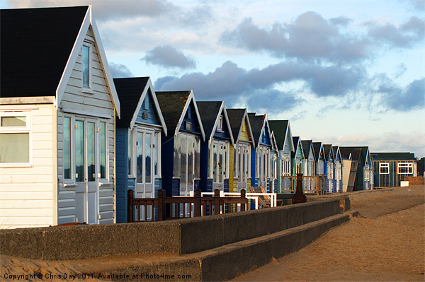 Beach Huts Picture Board by Chris Day