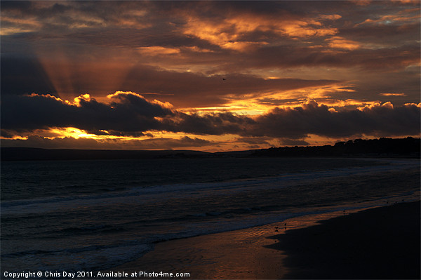 Bournemouth Sunset Picture Board by Chris Day