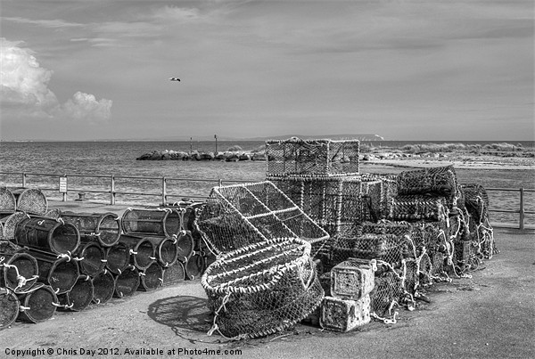 Fishing nets at Mudeford Quay Picture Board by Chris Day